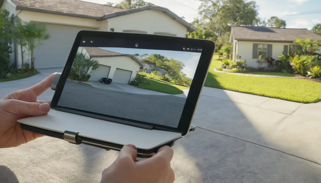 Homeowner taking photos of a garage door in the Bay Lake area